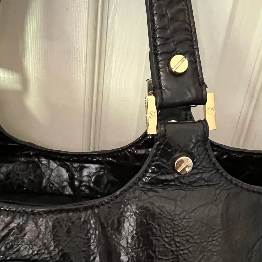 Tory Burch Satchel. Large. Black. Leather18” W by 9.5”H.4” Depth. 8” Bag Handle. - Picture 8 of 15